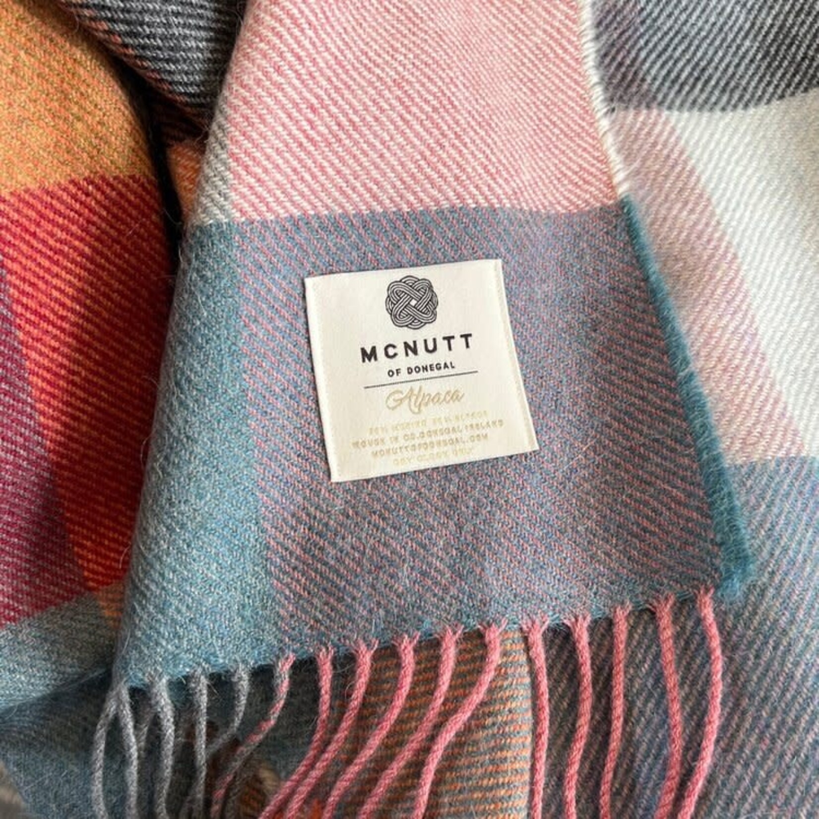 McNutt of Donegal McNutt plaid alpaca/lamswol Rose Dust
