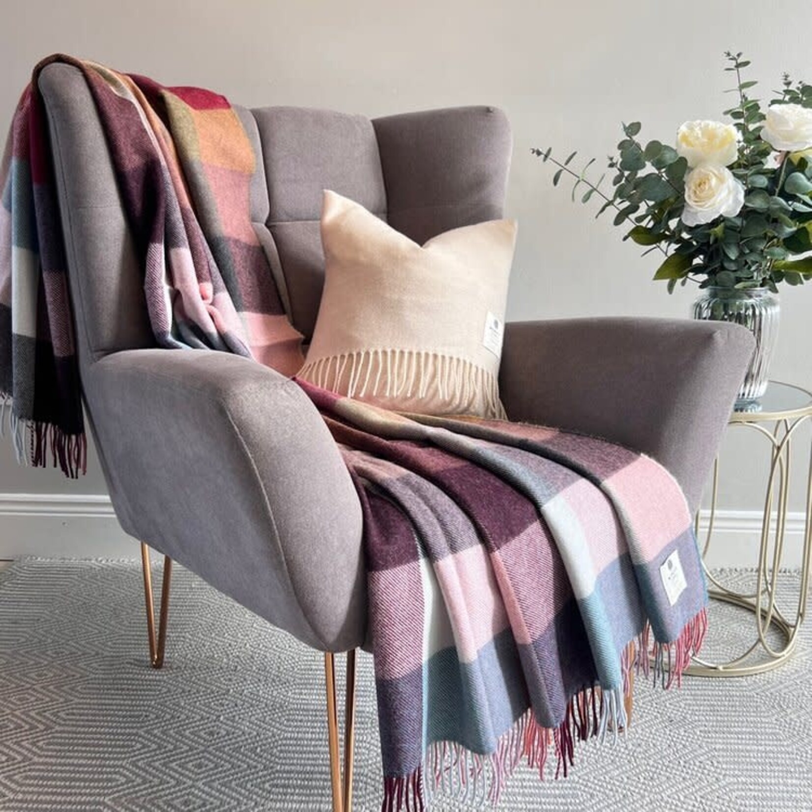 McNutt of Donegal McNutt plaid alpaca/lamswol Rose Dust