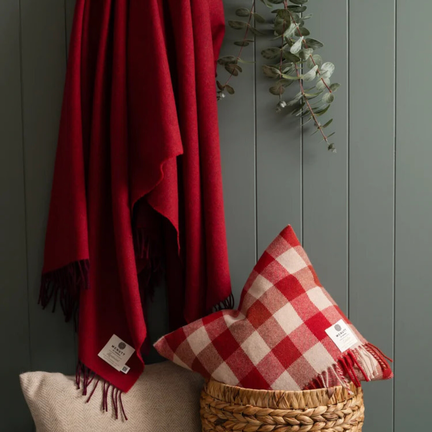 McNutt of Donegal McNutt plaid merino lamswol Merlot Reversible