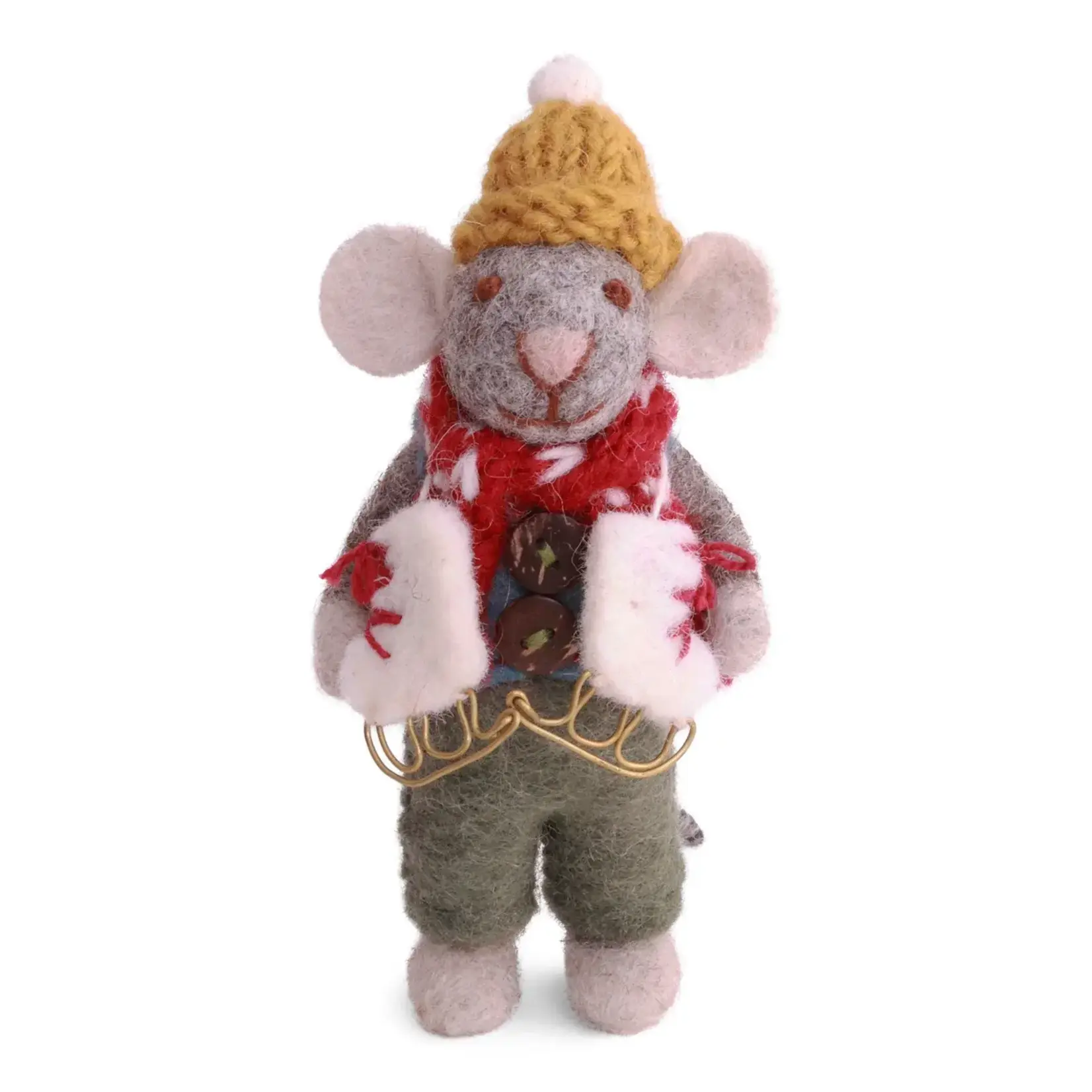 Gry & Sif Gry & Sif grijze Muis met gele muts en schaatsen