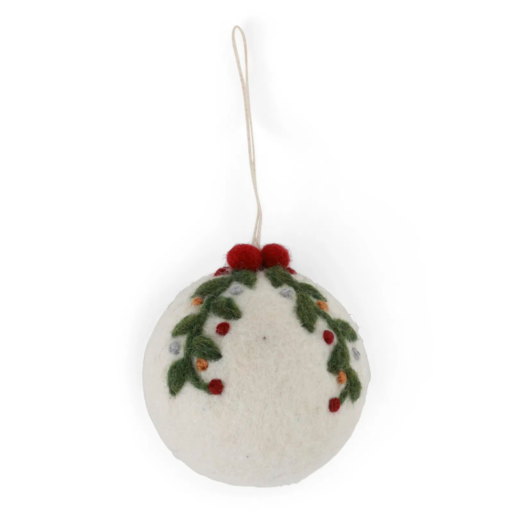 Gry & Sif Gry & Sif Kerstbal wit met kerstslinger