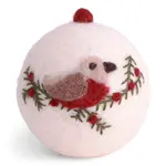 Gry & Sif Gry & Sif Kerstbal wit met vogel