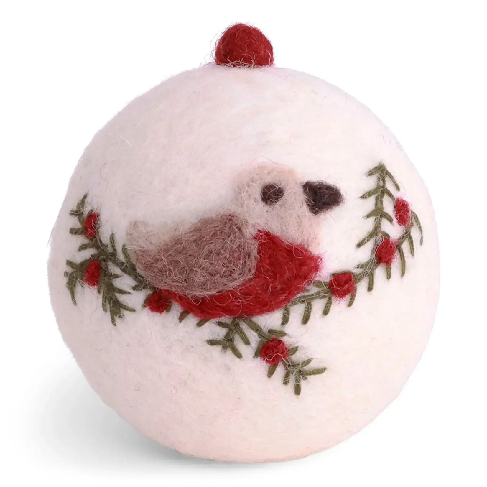 Gry & Sif Gry & Sif Kerstbal wit met vogel