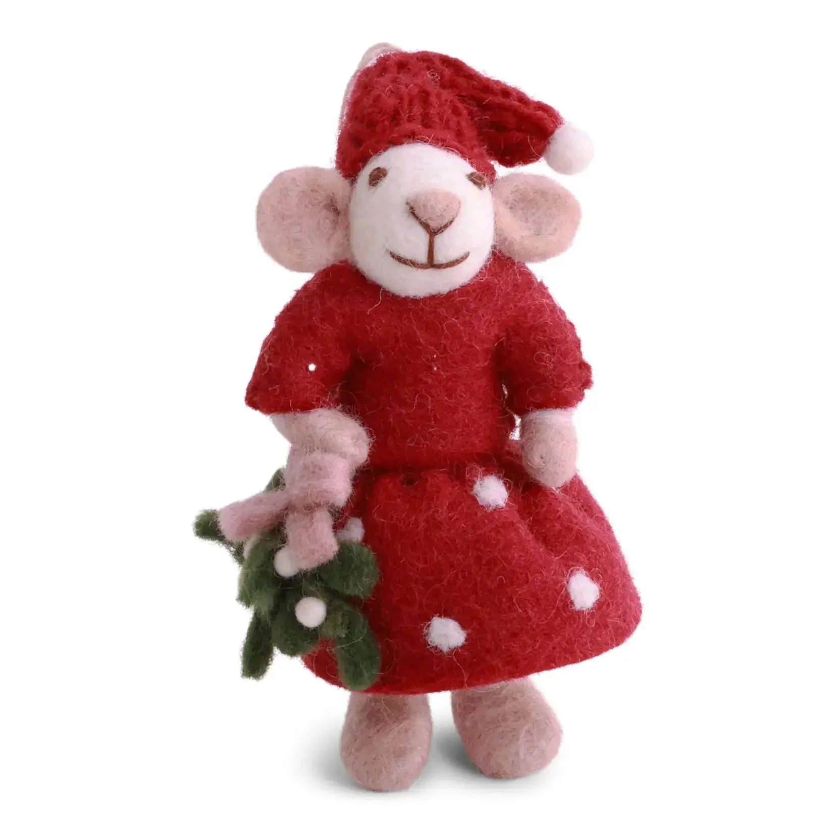 Gry & Sif Gry & Sif witte Muis met jurk en mistletoe