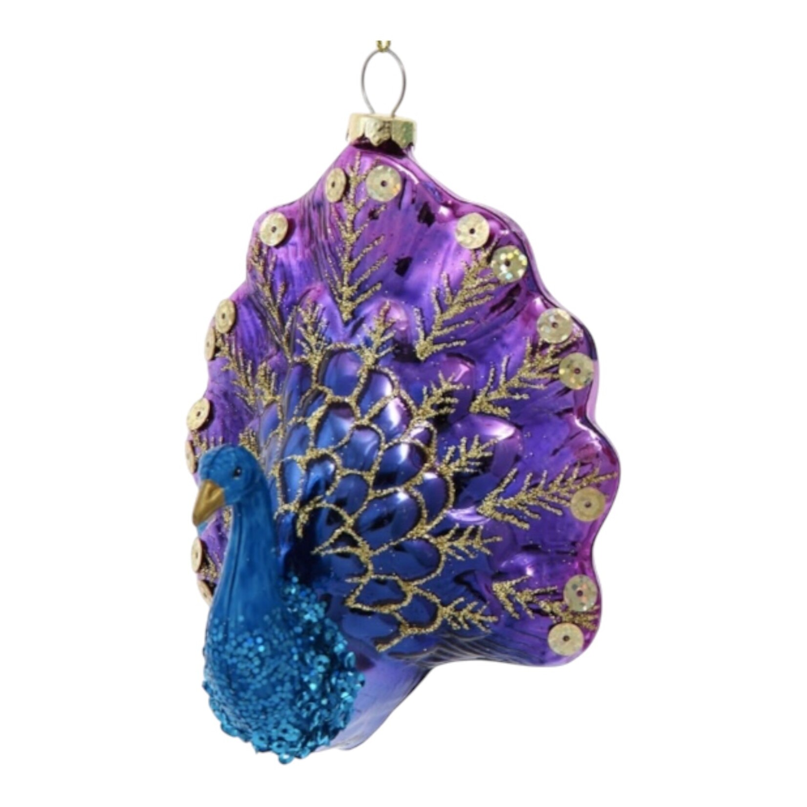 Noble Gems kerstbal Pauw met staart omhoog (2 soorten)