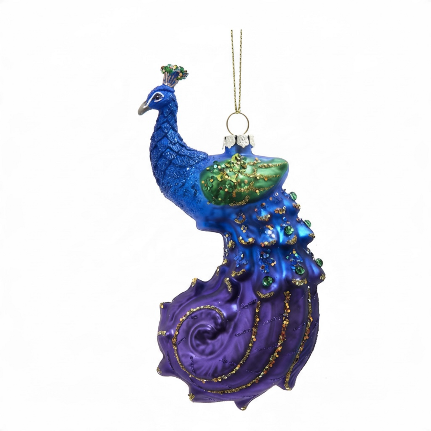 Noble Gems kerstbal Pauw met staart omlaag (2 soorten)