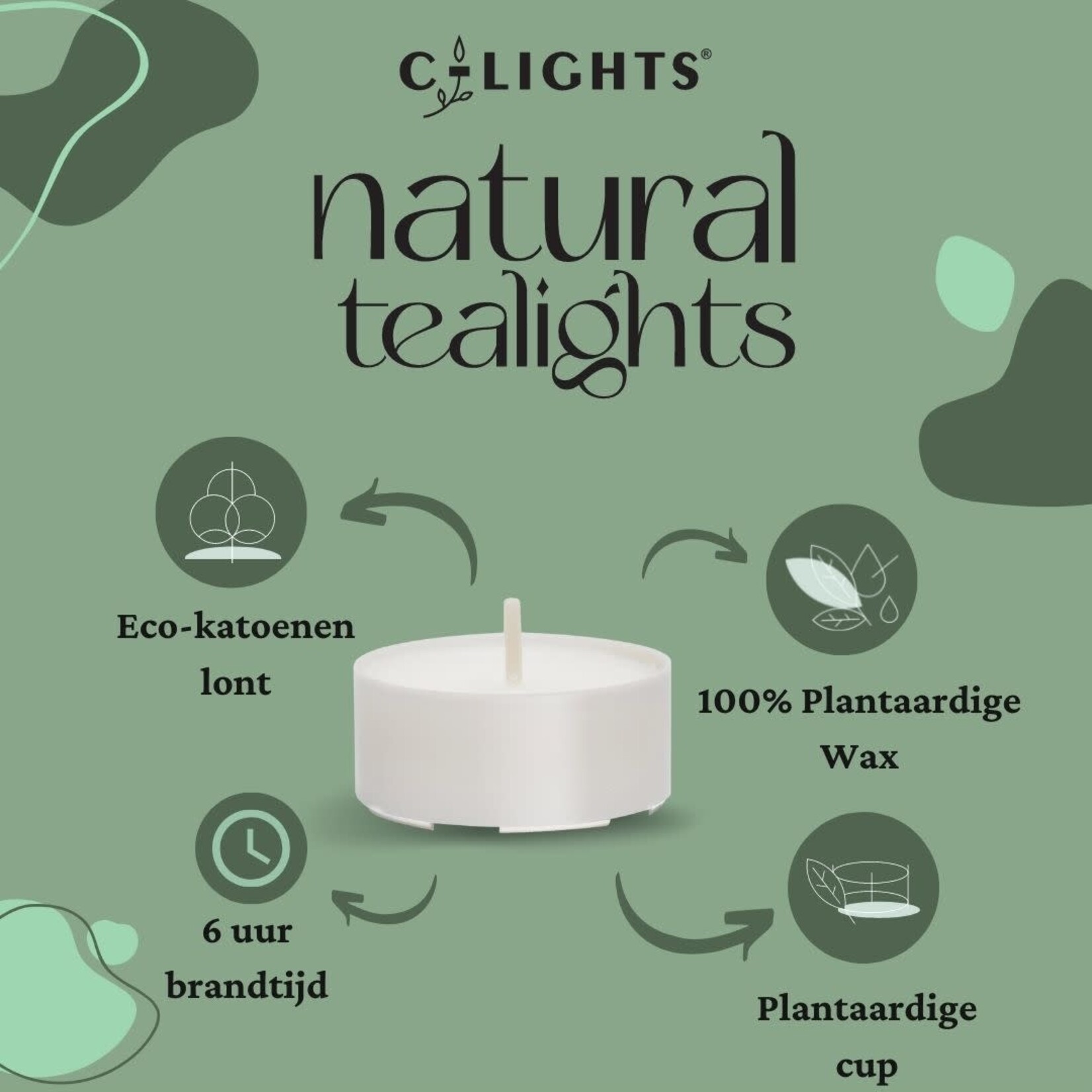 Bconscious Bconscious C-lights natuurlijke theelichten (1 doos met 40 stuks)