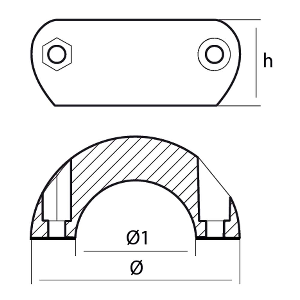 00552 Tecnoseal 25mm Zinc Shaft Collar Anode Anode Outlet