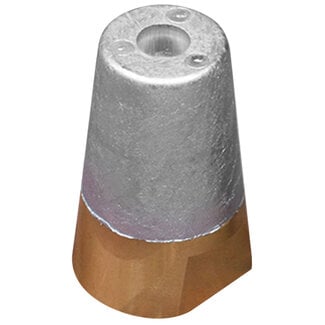 Tecnoseal 00410 - Tecnoseal Zinc 22-25mm Beneteau/Radice Conical Prop Nut Anode with Brass Plug