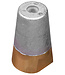 00410 - Tecnoseal Zinc 22-25mm Beneteau/Radice Conical Prop Nut Anode with Brass Plug