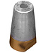 00413 - Tecnoseal Zinc 40mm Beneteau/Radice Conical Prop Nut Anode with Brass Plug