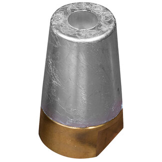 Tecnoseal 00414 - Tecnoseal Zinc 45mm Beneteau/Radice Conical Prop Nut Anode with Brass Plug