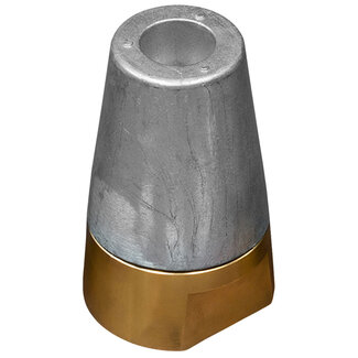 Tecnoseal 00416 - Tecnoseal Zinc 55mm Beneteau/Radice Conical Prop Nut Anode with Brass Plug