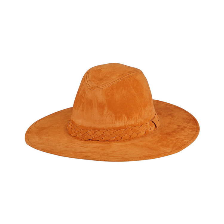 J.Y.M. Suede look hat braided detail  Camel