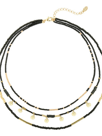 J.Y.M. Necklace Layers of beads Black