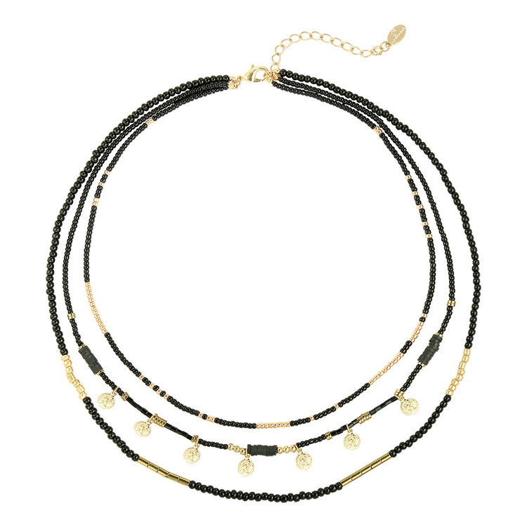 J.Y.M. Necklace Layers of beads Black
