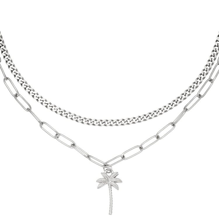 J.Y.M. Necklace Beachy palm Silver