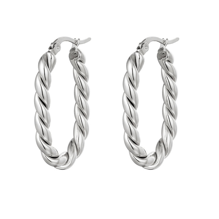 J.Y.M. Earrings Twisted Oval Silver