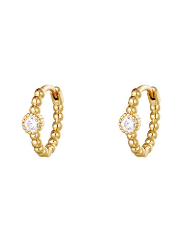 J.Y.M. Earrings Pearls In A Row Gold White Stone