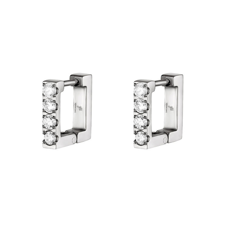 J.Y.M. Earrings Diamond Square Silver