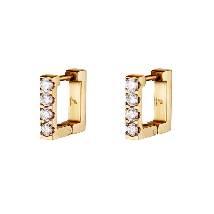 J.Y.M. Earrings Diamond Square Gold
