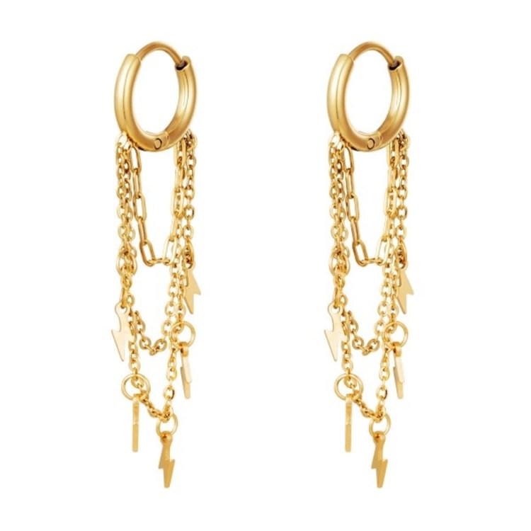 J.Y.M. Earrings with Chain and Charms  Tunder