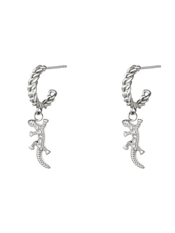 J.Y.M. Chain earrings salamander charm Silver