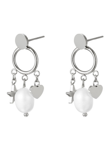 J.Y.M. Earrings Happy Vibes Silver