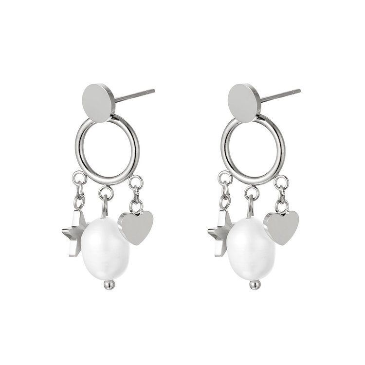 J.Y.M. Earrings Happy Vibes Silver