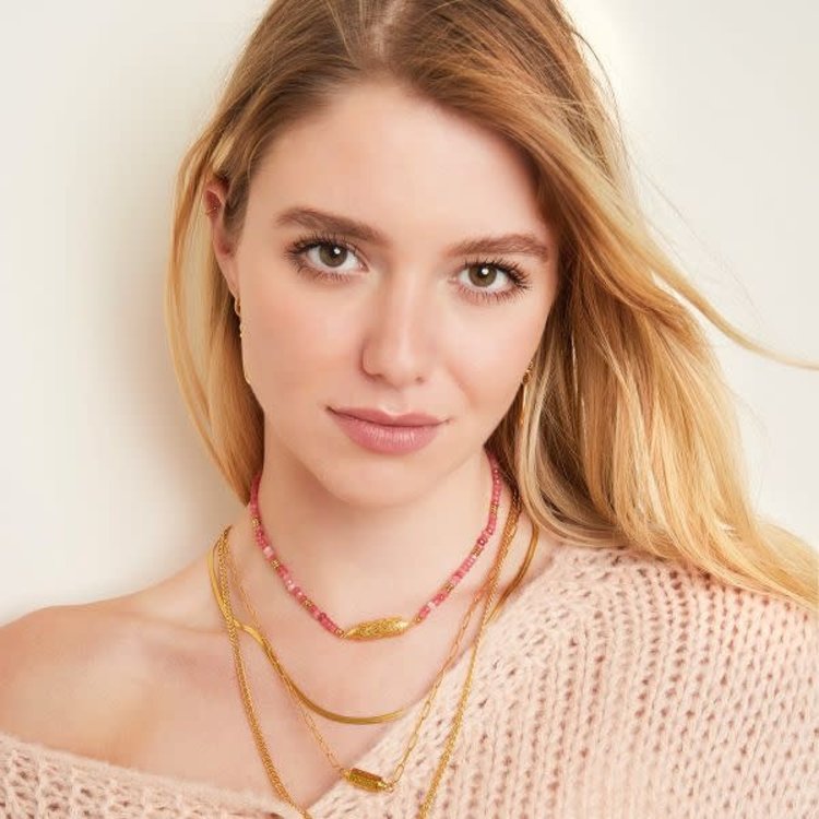 J.Y.M. Stainless Steel Necklace With Beads Red