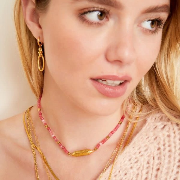 J.Y.M. Stainless Steel Necklace With Beads Red