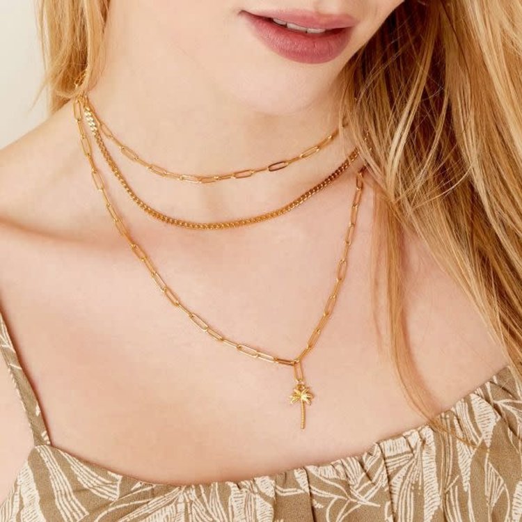 J.Y.M. Necklace Beachy palm Silver
