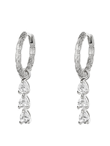 J.Y.M. Earrings Diamonds In A Row Silver