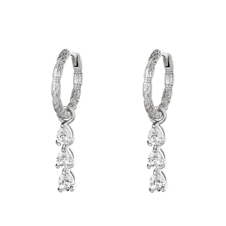 J.Y.M. Earrings Diamonds In A Row Silver