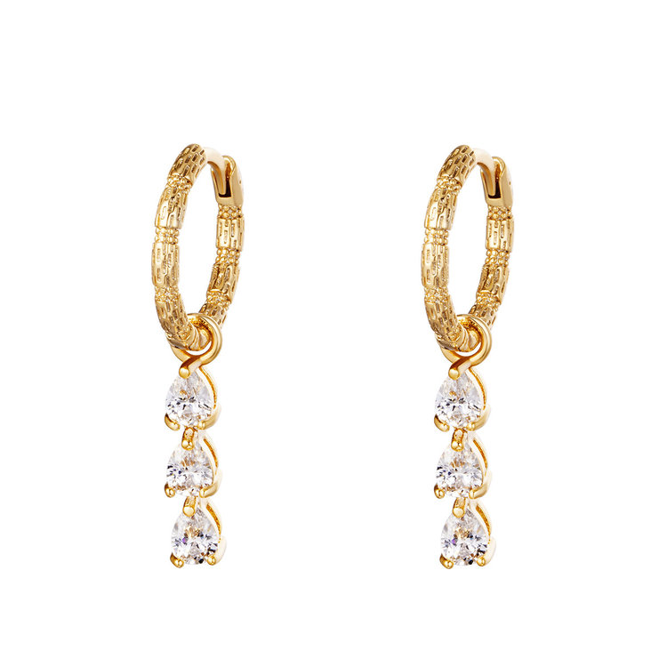 J.Y.M. Earrings Diamonds In A Row Gold