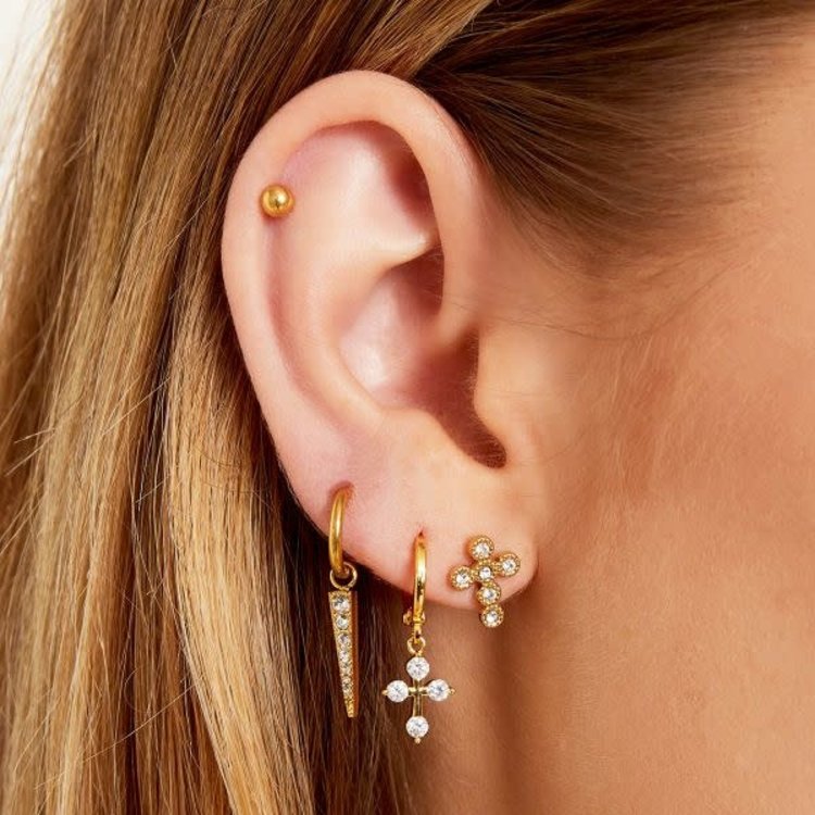 J.Y.M. Earrings Shiny Cross Silver