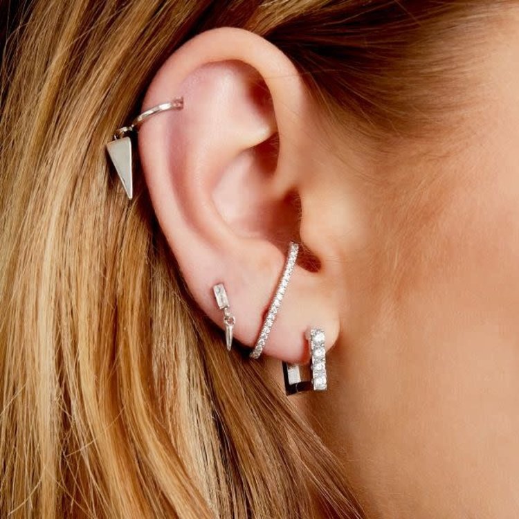 J.Y.M. Earrings Diamond Square Silver