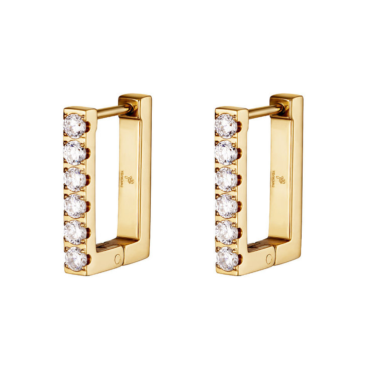 J.Y.M. Earrings Diamond Rectangle Gold