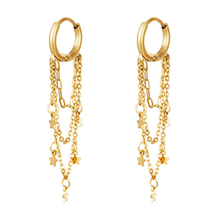 J.Y.M. Earrings with Chain and Charms  Star
