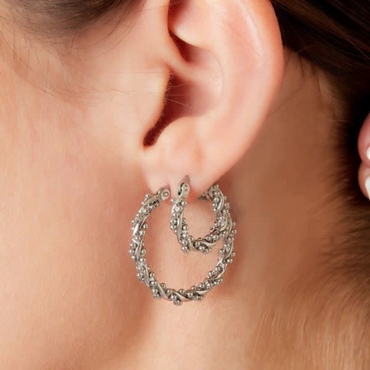 J.Y.M.  Stainless Steel Twisted Hoop Earrings Silver