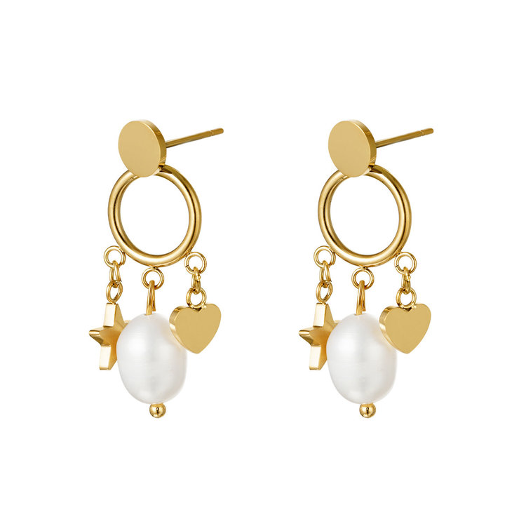 J.Y.M. Earrings Happy Vibes Gold