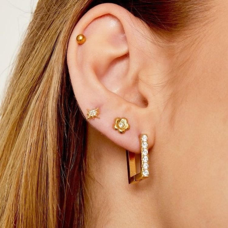 J.Y.M. Earrings Diamond Rectangle Gold