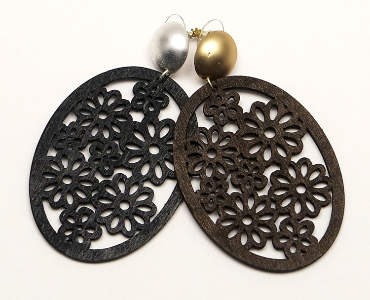 J.Y.M. Oorbellen Oval  Wood