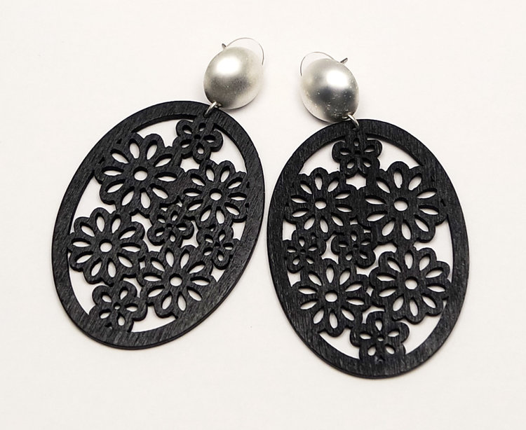 J.Y.M. Oorbellen Oval  Wood