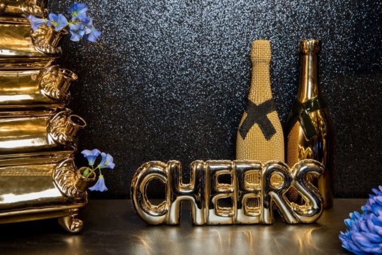 J.Y.M. Vase Champagne Bottle Gold