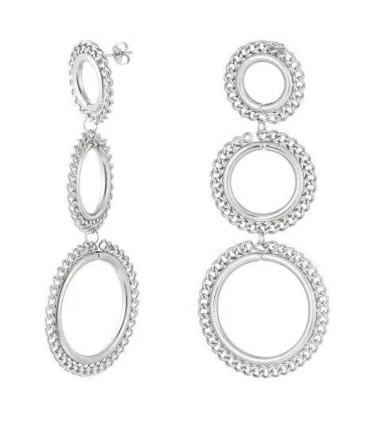 J.Y.M. Earrings 3 large circles - silver