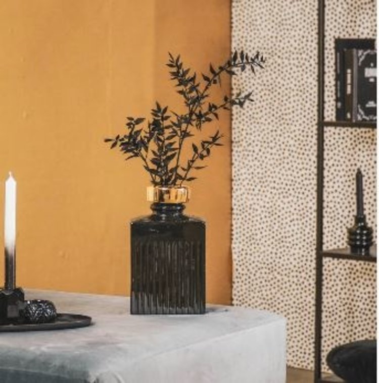 House Vitamin Home de Cologne Vase - Black/Gold - 14.5x9.3x25.1CM