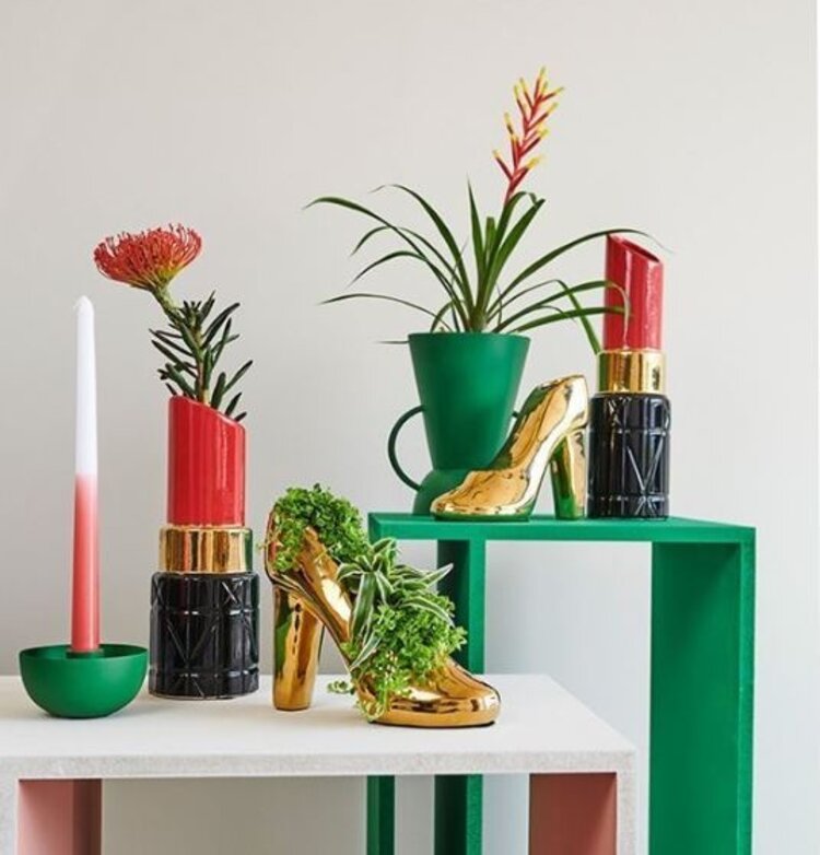 Vase Lipstick Red 10x10x35cm