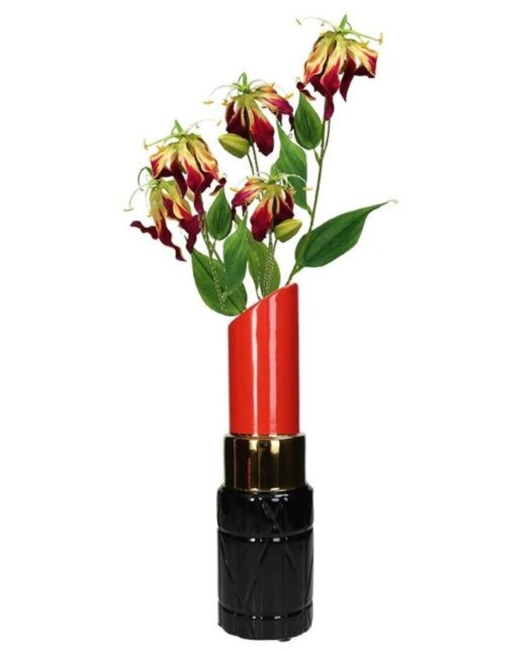 Vase Lipstick Red 10x10x35cm