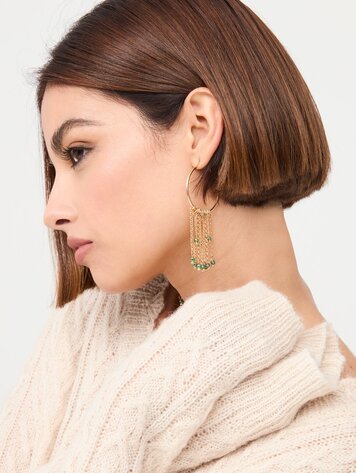 Chain Earrings - green